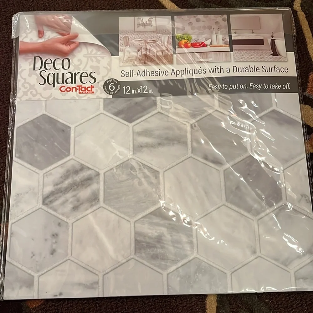 66 square feet deco squares contact brand self adhesive appliqués grey and white